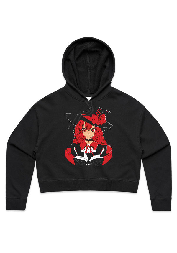 Enchanting Academia Witch Style Cropped Cotton Hoodie