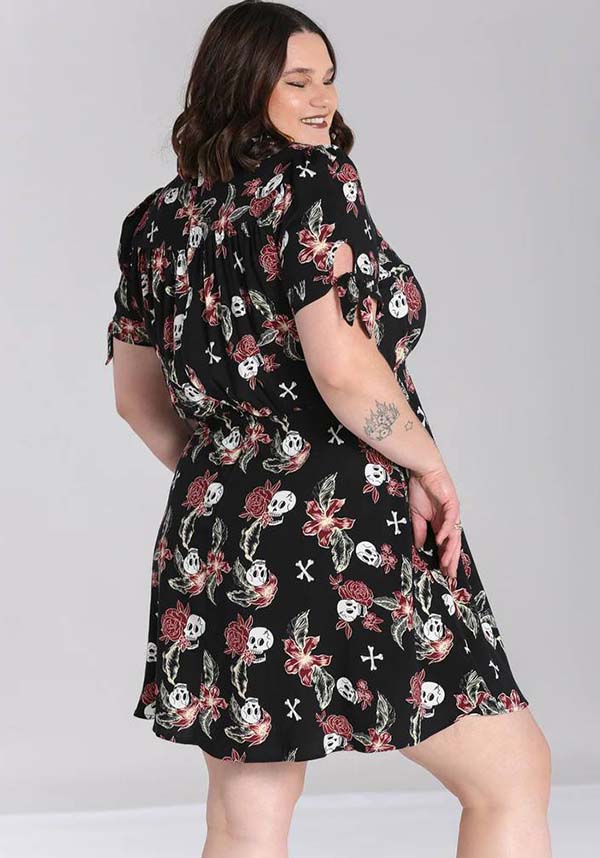 Alani Black and Red Printed Viscose Mini Dress for Fashion Statements