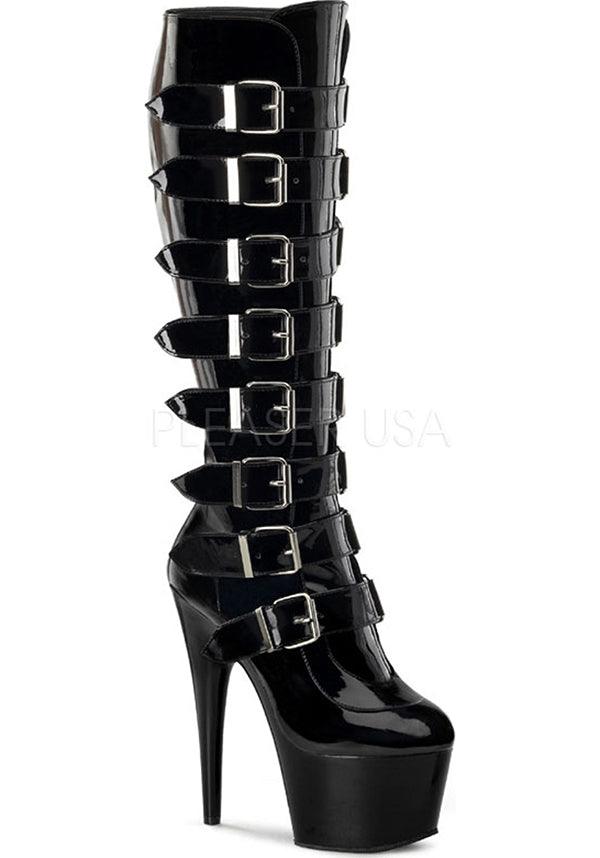 Adore Brand Black Patent Platform Knee - High Boots [Pre - order Special]