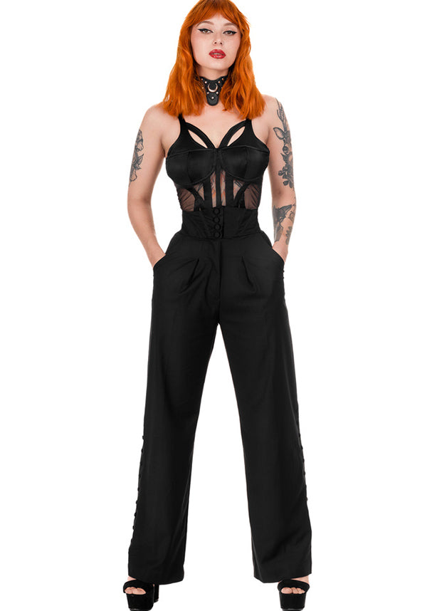 Arabella Buttoned Corset-Style Women's Pants for Corporate Goth Fashion