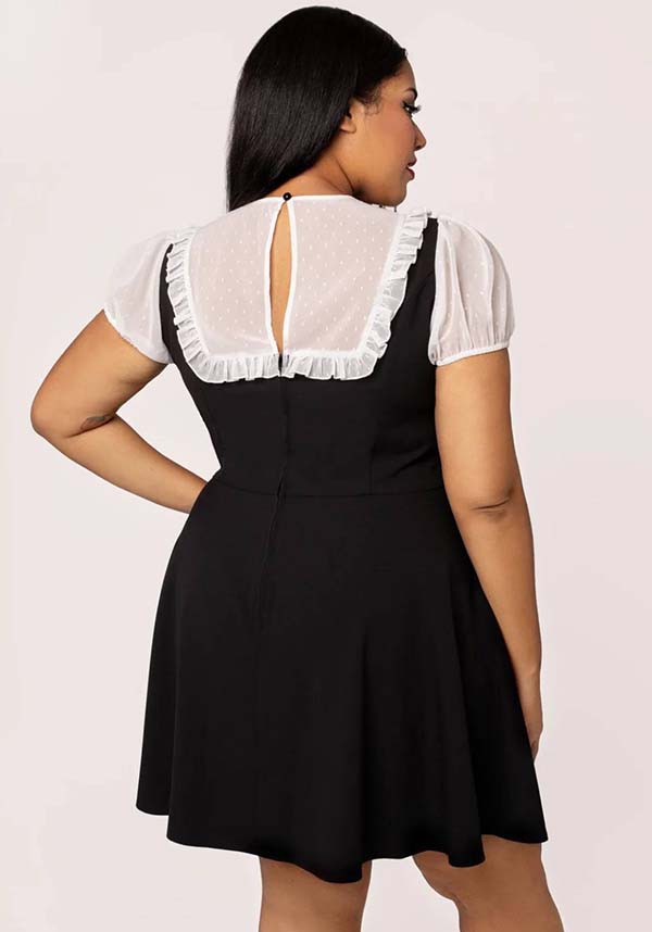 Hell Bunny's Black and White Alice Mini Dress: Gothic Charm with a Flirty Twist