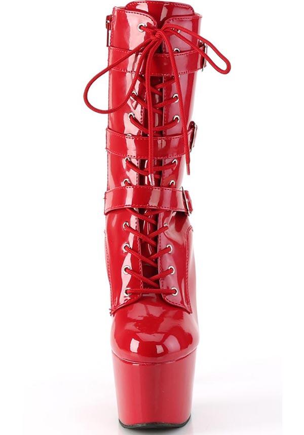 PREORDER! ADORE-1043 Red Patent Platform Heel Ankle Boots
