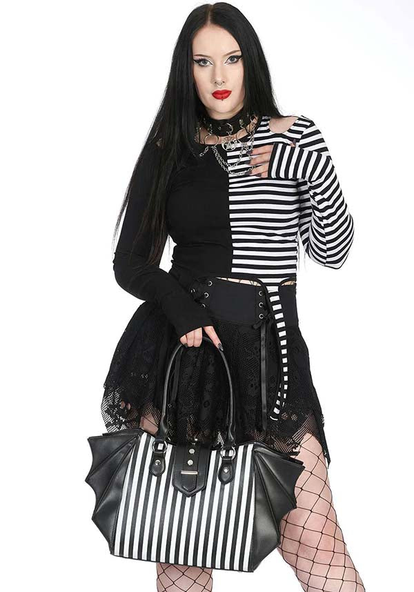 Annabelle Gothic-Style Black and White Women's Handbag | Fashion Accessory