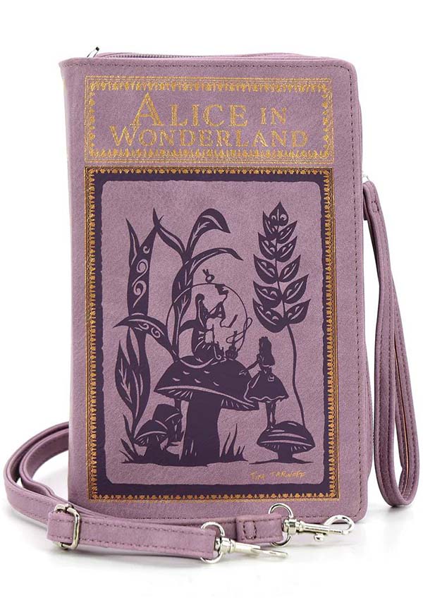 Vinyl Alice in Wonderland Themed Book Clutch Bag for Classic Tale Lovers