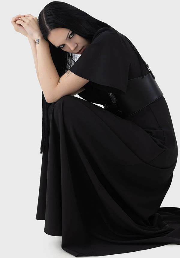 Arboraceous Women's Maxi Dress with Skull Button Detail