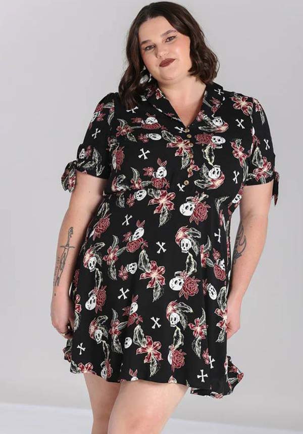 Alani Black and Red Printed Viscose Mini Dress for Fashion Statements