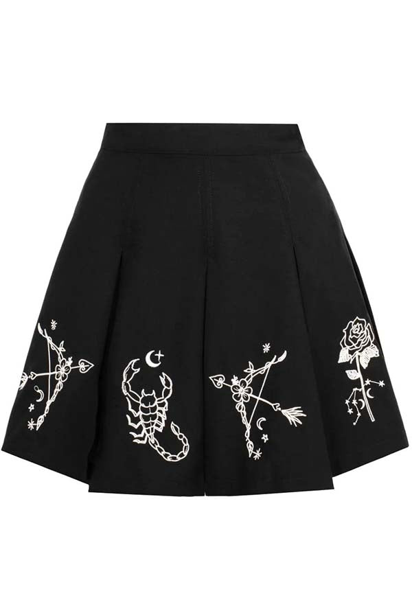 Hell Bunny Astrology Black Pleated Mini Skirt for Cosmic Fashion Lovers