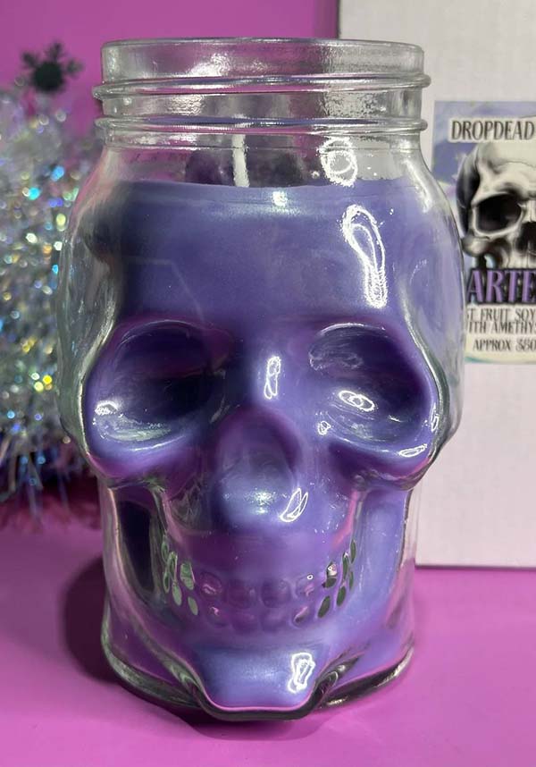 Artemis Forest Fruit Scented Skull Jar Soy Wax Candle with Amethyst