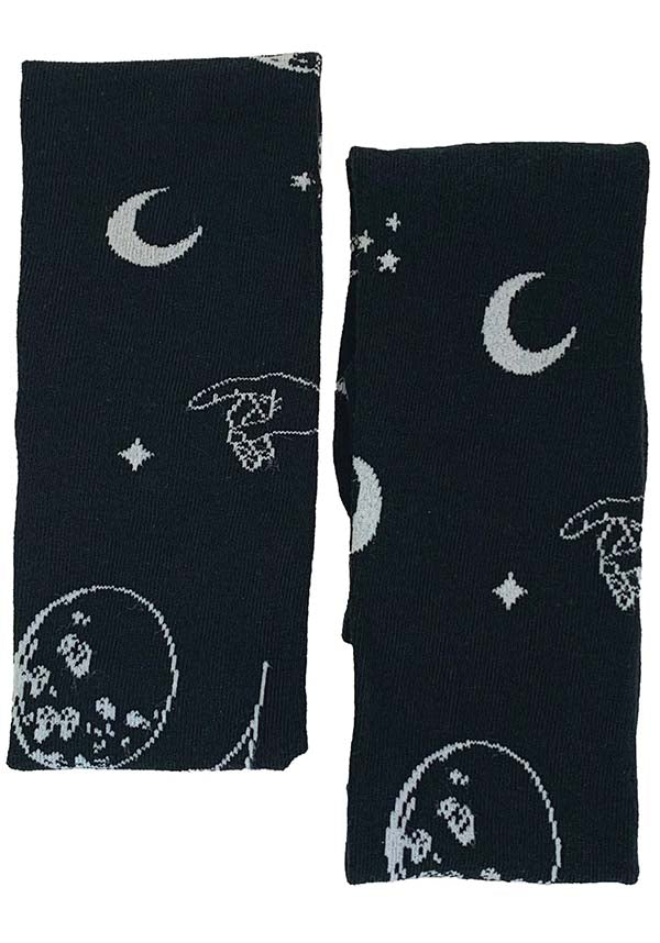Astrology-themed Black Over-the-knee Cotton Socks