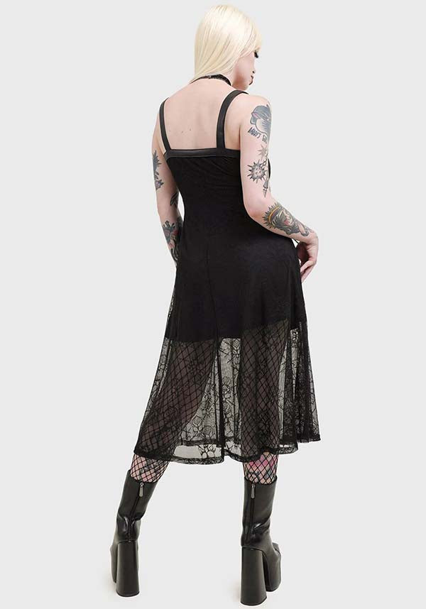 Anne Arkist Women's Midi Dress with Custom Skull Lace