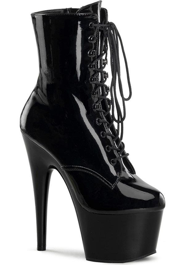 Adore-1020 Black Patent Leather Platform Ankle Boots for Pre - Order