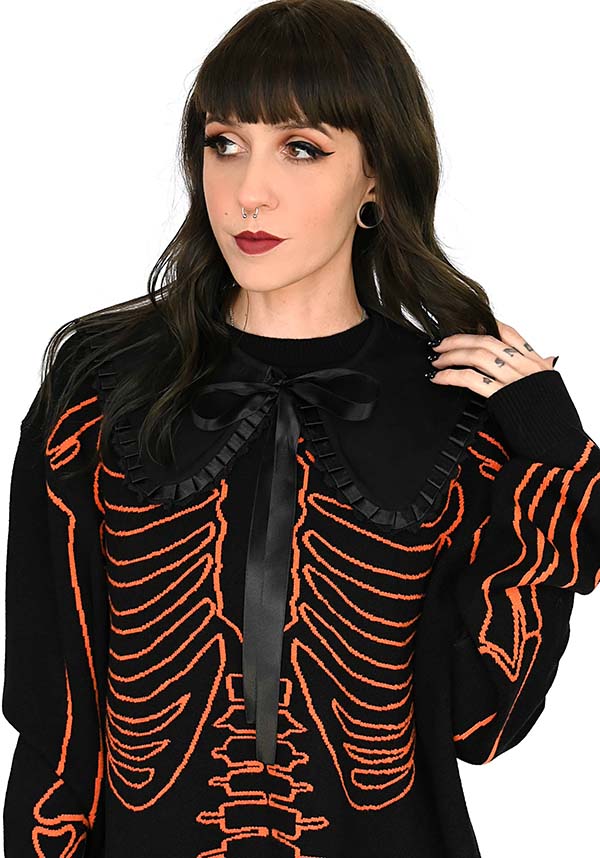 All Bones Orange Skeleton Design Unisex Cotton Sweater