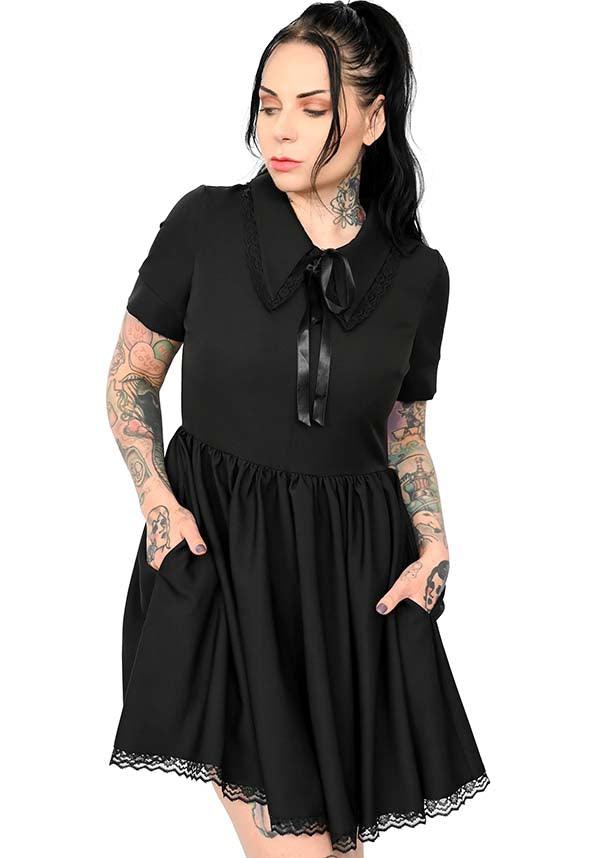 All Hallow's Eve Black Luxury Swing Dress - A Special Halloween Release