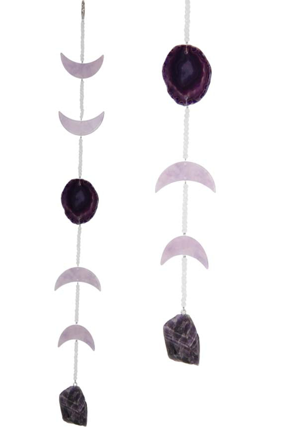 Celestial Amethyst Moon Phase Wall Hanger Decorative Item