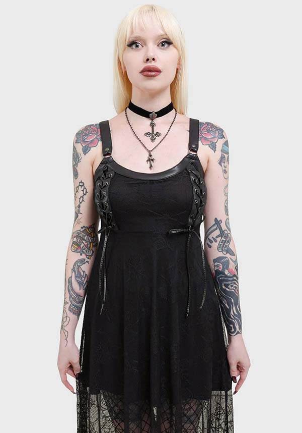 Anne Arkist Women's Midi Dress with Custom Skull Lace