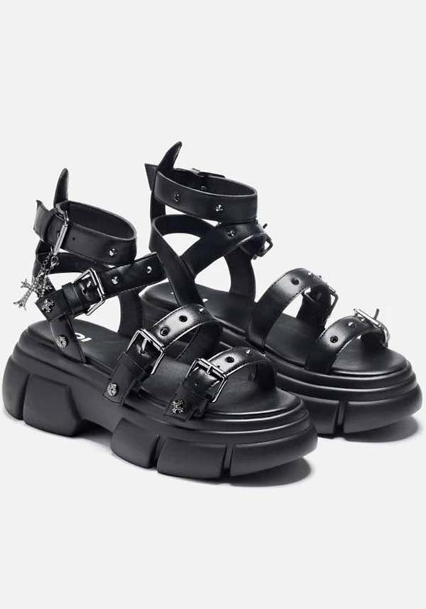 Stylish Grunge A Raining Vengeance Charm Platform Sandals for Summer