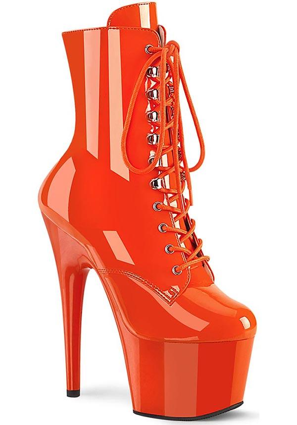 ADORE-1020 Orange Patent Platform Ankle Boots for Pre - Order