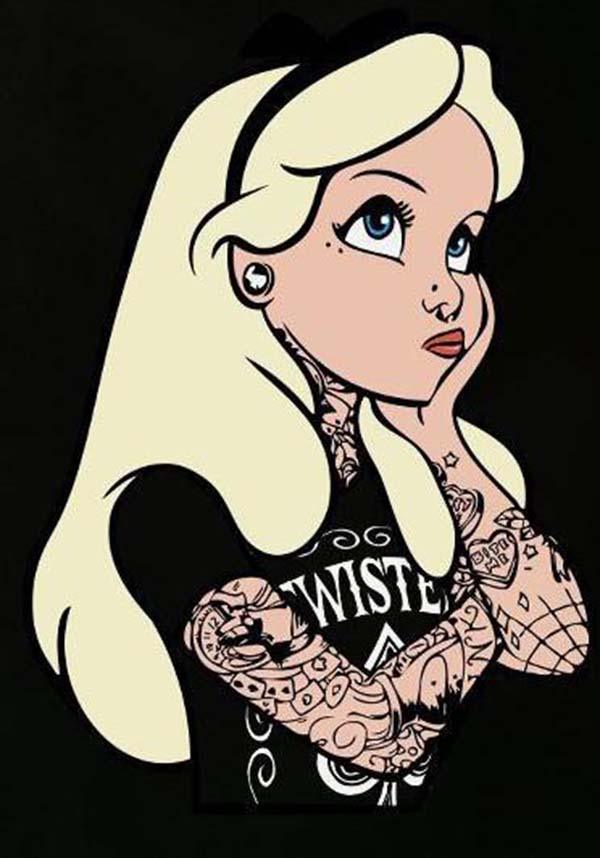 Alice In Wonderland Tattoo Themed Classic Unisex T - SHIRT for All Seasons