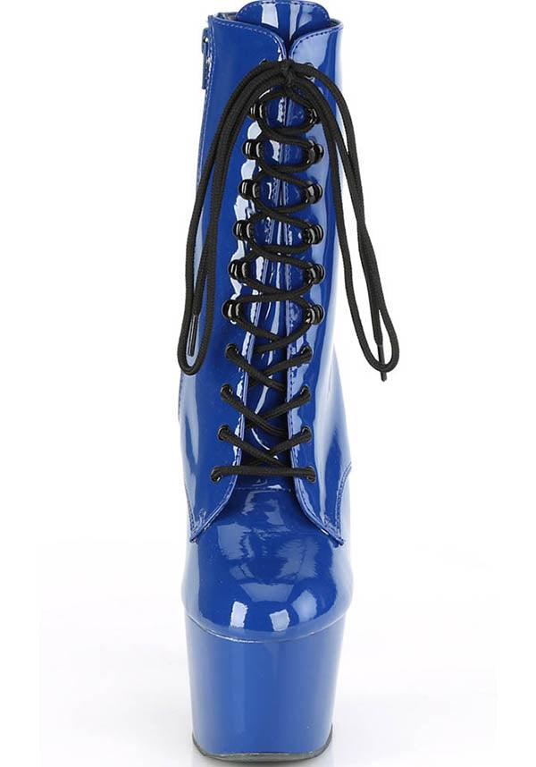 Adore-1020 Platform Heel Royal Blue Patent Ankle Boots - Preorder Available