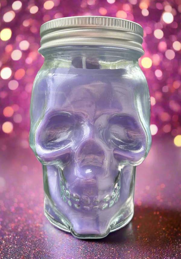 Artemis Forest Fruit Scented Skull Jar Soy Wax Candle with Amethyst