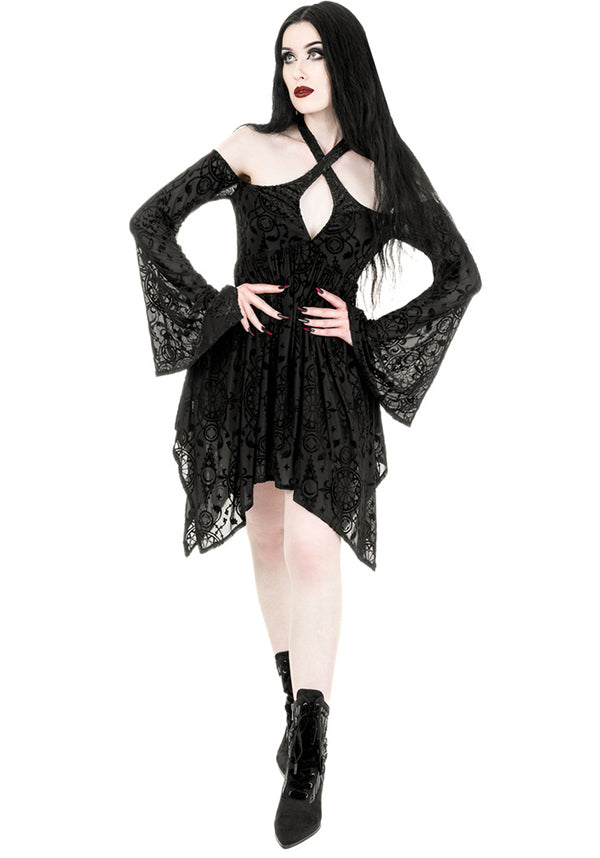 Restyle's Enchanting Gothic Burn-out Velour Mini Dress