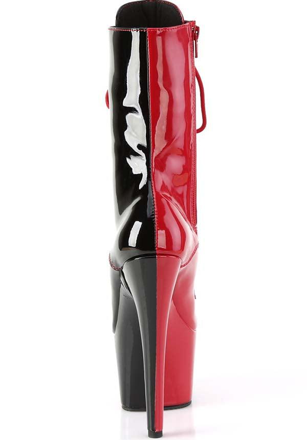 PREORDER: ADORE-1040TT Platform Boots in Red/Black Patent