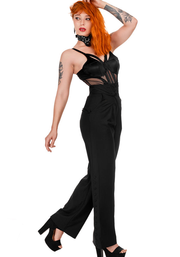 Arabella Buttoned Corset-Style Women's Pants for Corporate Goth Fashion