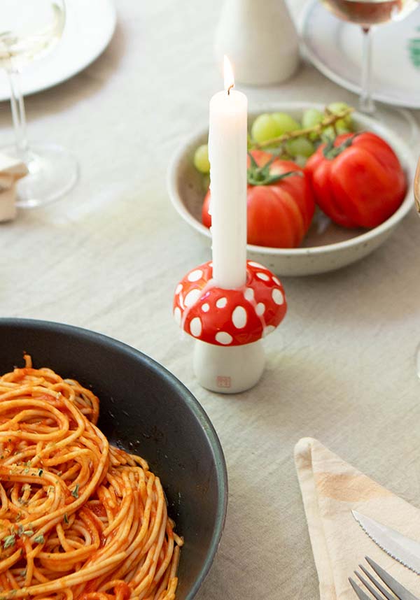 Doiy's Exquisite Ceramic Amanita Mushroom-Shaped Candle Holder