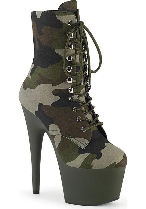 ADORE-1020CAMO Platform Pre - order Green Camouflage Lace - Up Ankle Boots