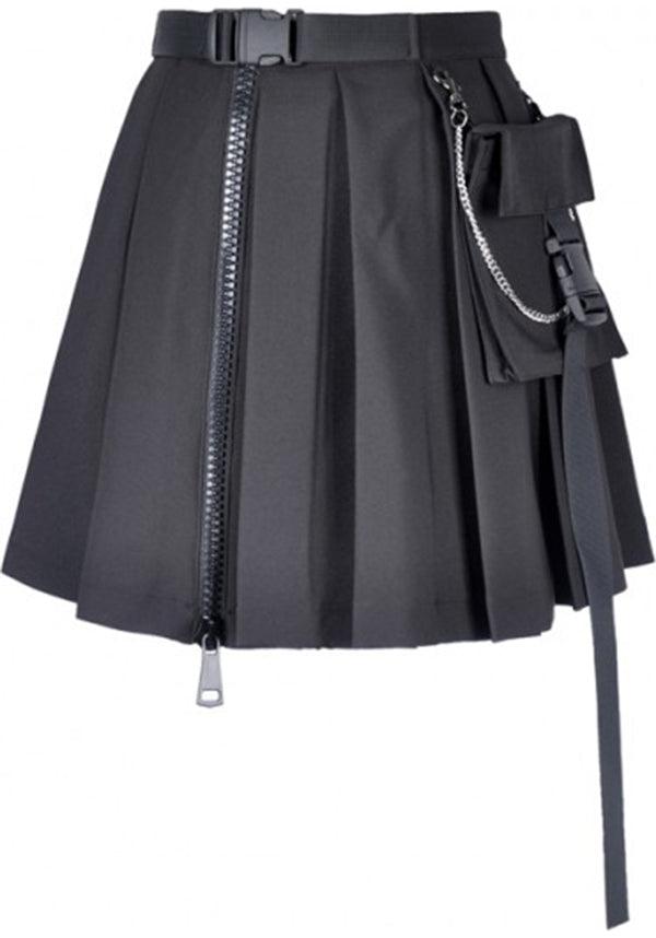 Assassin Style Pleated Short Skirt with Detachable Chain Handbag