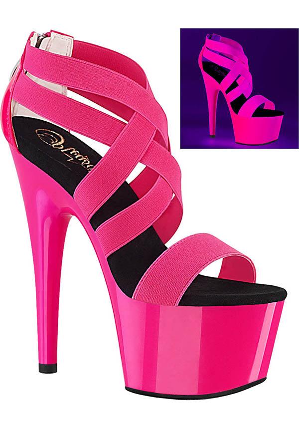 PREORDER ADORE-769UV Platform Heels in Neon Pink Color