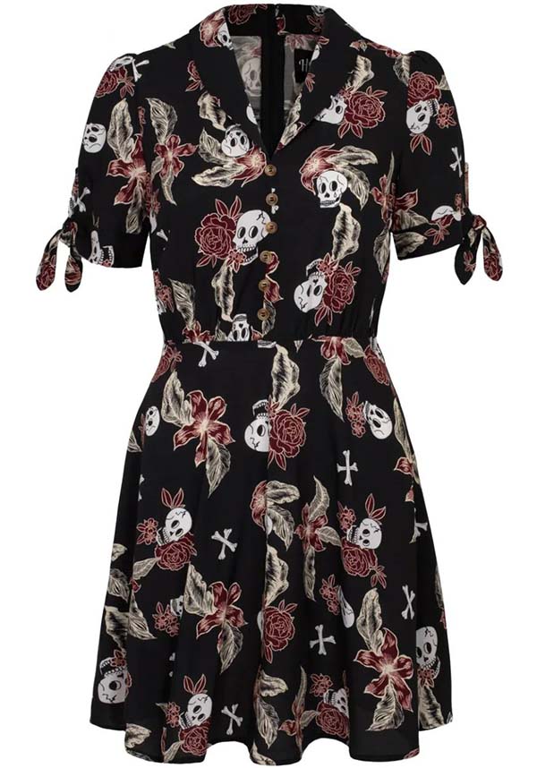 Alani Black and Red Printed Viscose Mini Dress for Fashion Statements