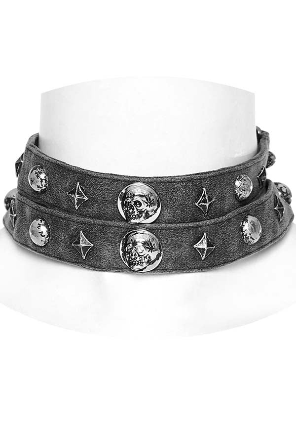 Punk Rave Amaris Classic Grey Studded Choker Necklace for Alternative Style