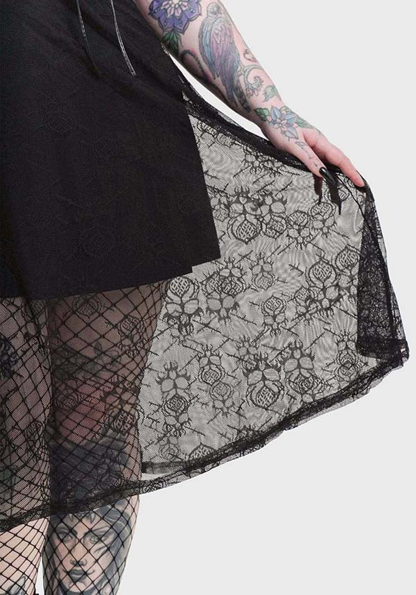 Anne Arkist Women's Midi Dress with Custom Skull Lace