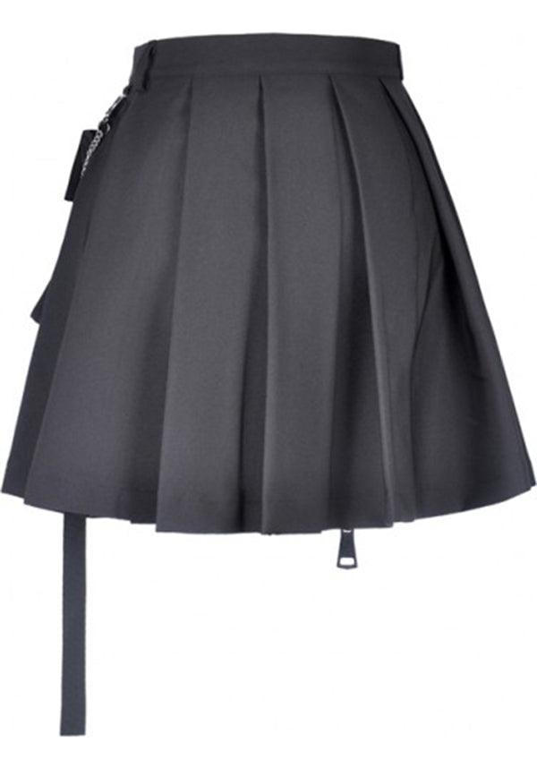 Assassin Style Pleated Short Skirt with Detachable Chain Handbag