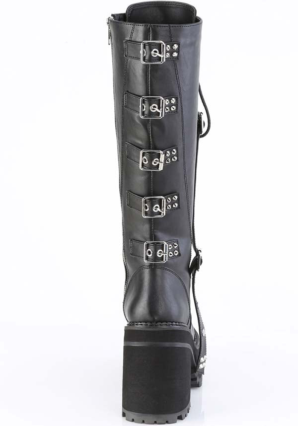 PRE-ORDER: Black ASSAULT-218 Platform Knee-High Boots