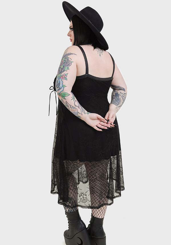Anne Arkist Women's Midi Dress with Custom Skull Lace