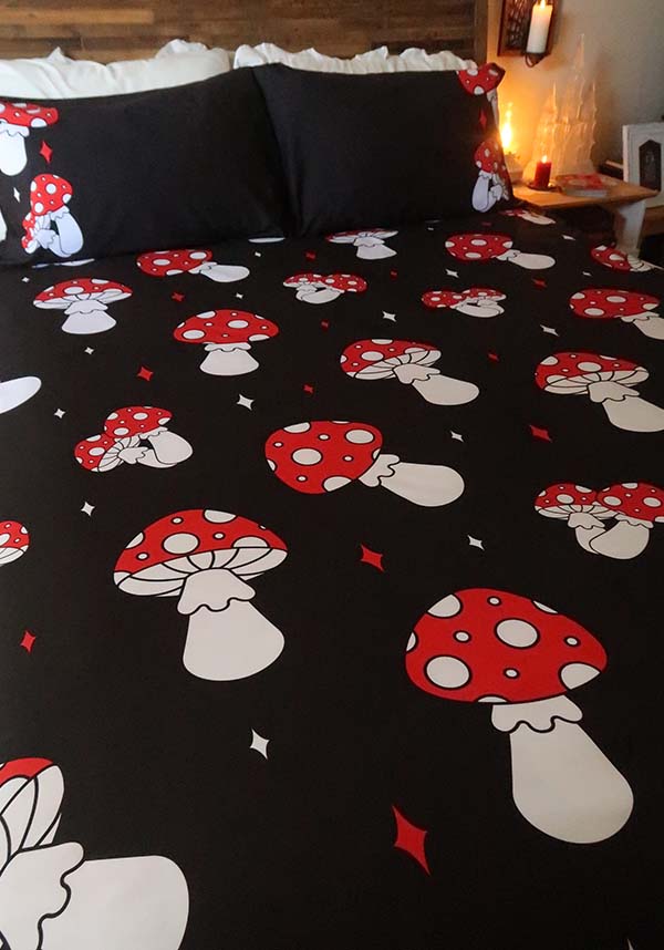 Gothic Mystical Amanita Nightmare Queen Size Quilt Set by Hell's Blankets