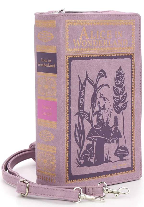 Vinyl Alice in Wonderland Themed Book Clutch Bag for Classic Tale Lovers