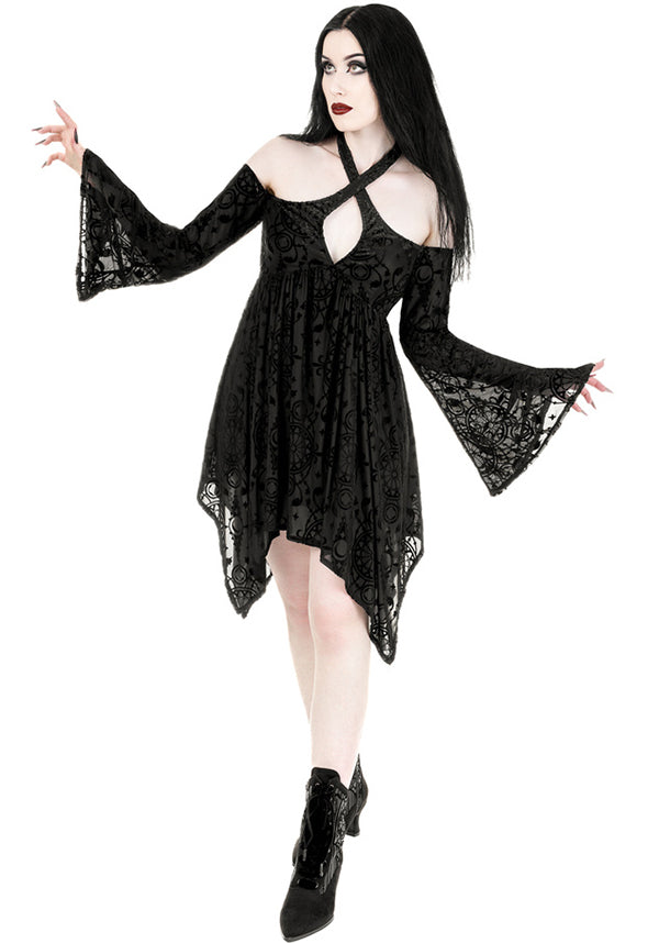 Restyle's Enchanting Gothic Burn-out Velour Mini Dress