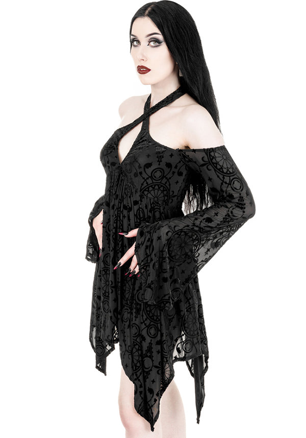 Restyle's Enchanting Gothic Burn-out Velour Mini Dress