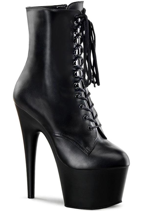 PREORDER: ADORE-1020 Black Vegan Leather Platform Ankle Boots