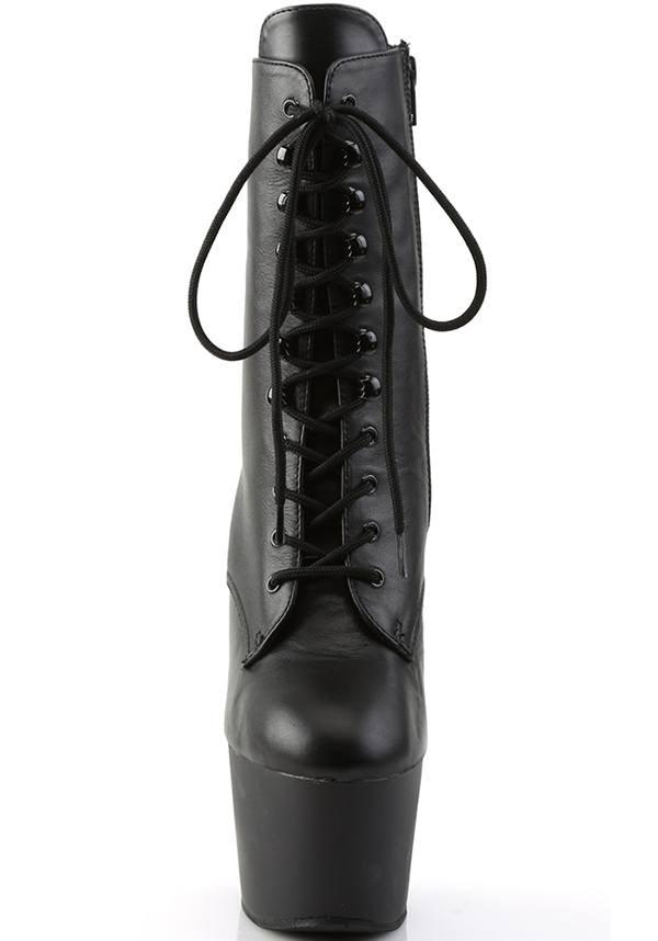PREORDER: ADORE-1020 Black Vegan Leather Platform Ankle Boots
