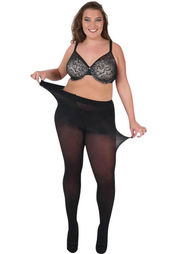 Black 50 Denier Opaque Super-Stretch Tights Specially Designed for Plus Size Curvy Women