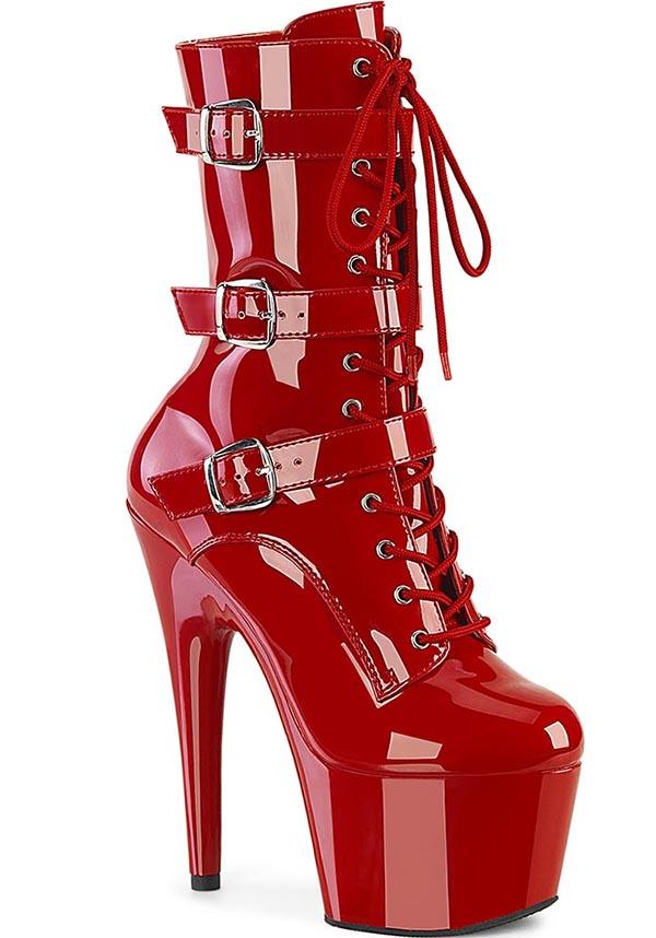 PREORDER! ADORE-1043 Red Patent Platform Heel Ankle Boots