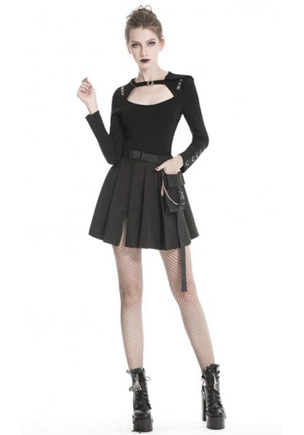 Assassin Style Pleated Short Skirt with Detachable Chain Handbag