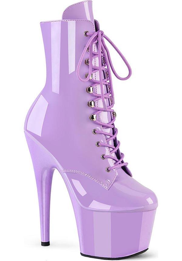 PREORDER: ADORE-1020 Platform Boots in Lavender Patent Leather Style