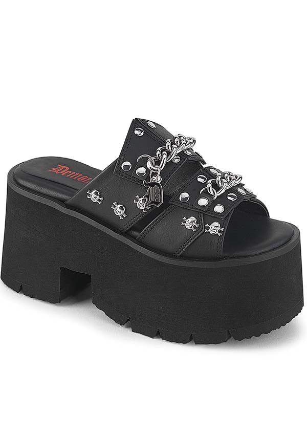 PRE-ORDER: Black ASHES-08 Flat Double Strap Slide Sandals