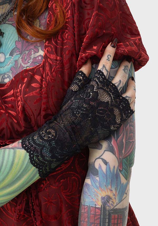 Aurabelle Fingerless Stretch Lace Gloves for a Fashionable Look