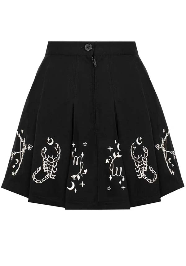 Hell Bunny Astrology Black Pleated Mini Skirt for Cosmic Fashion Lovers